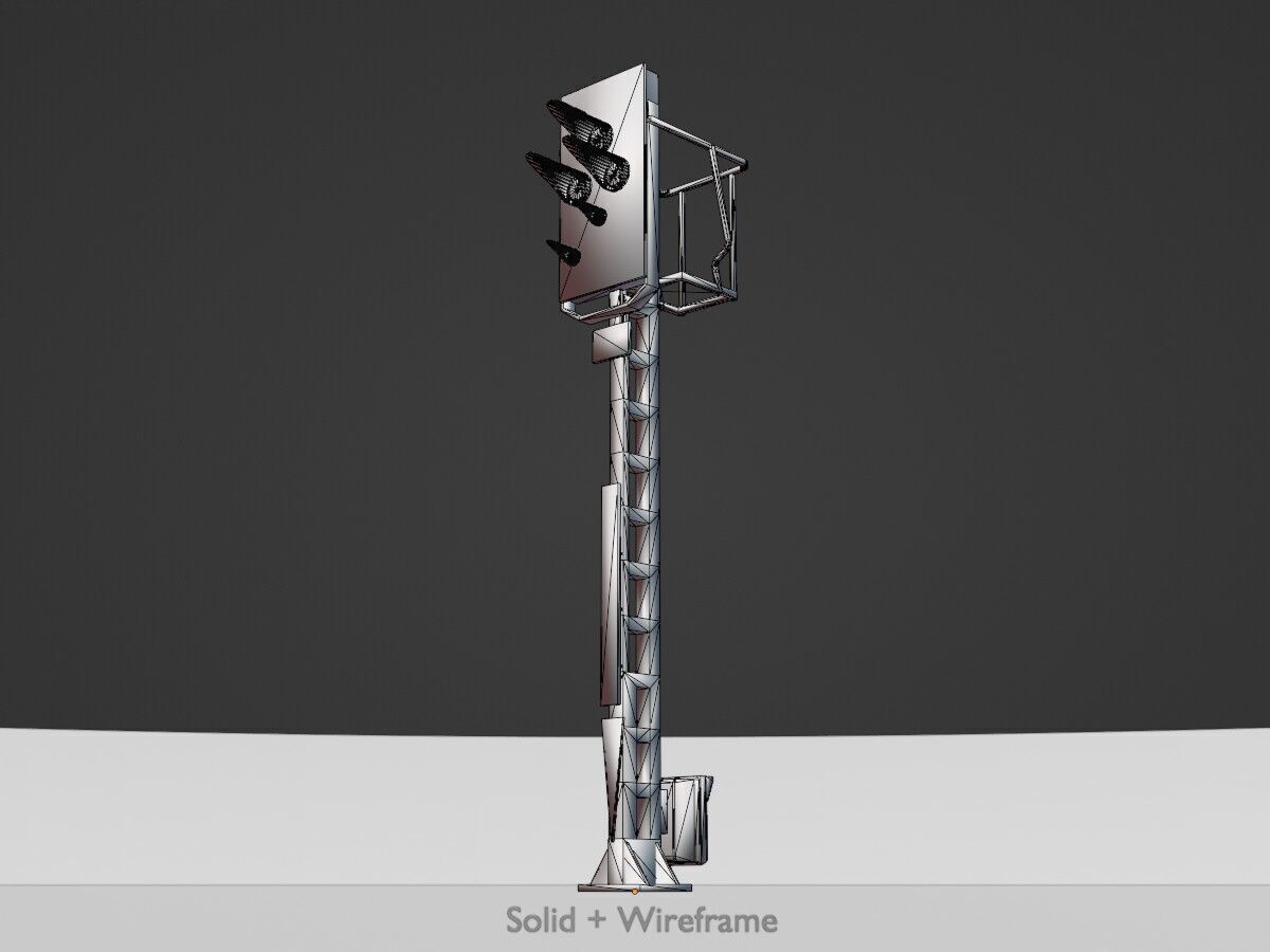 Railroad Signal KS with Post 4500mm Version-4 Low-poly 3D model_9