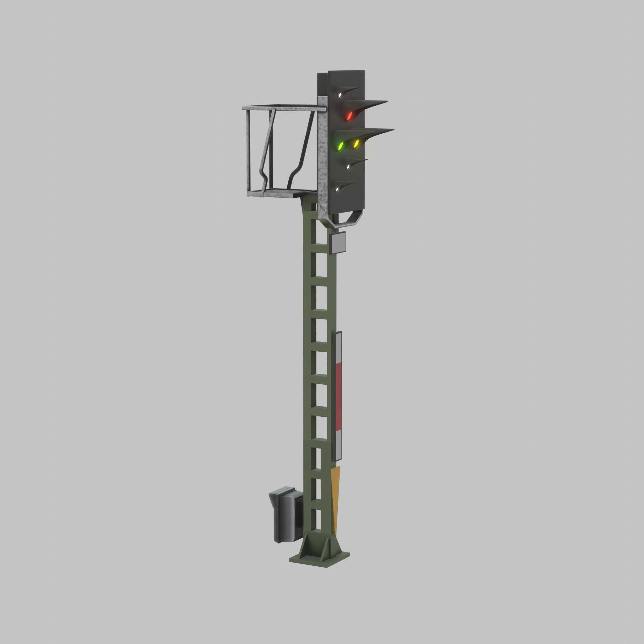 Railroad Signal KS with Post 4500mm Version-4 Low-poly 3D model_39