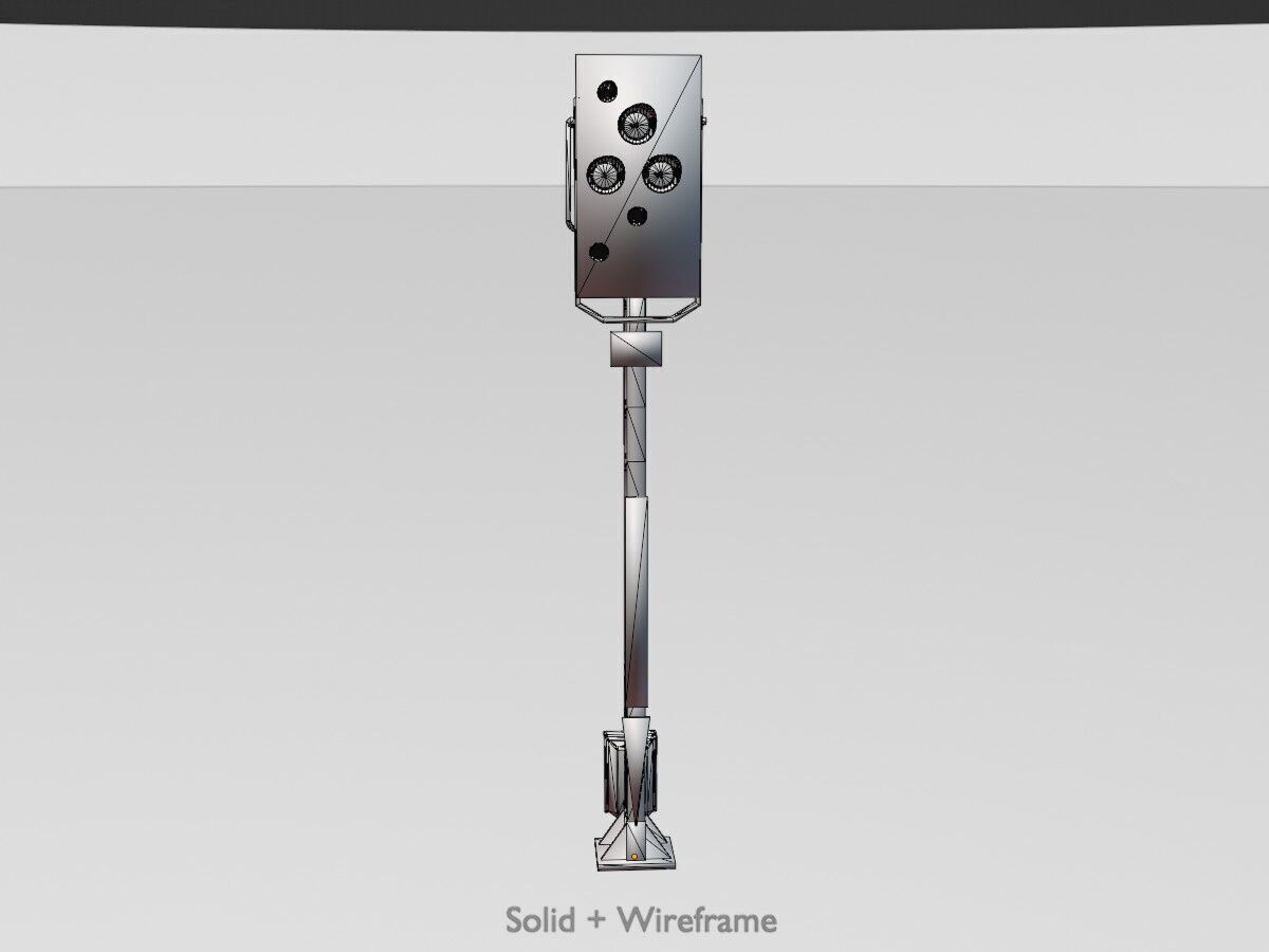 Railroad Signal KS with Post 4500mm Version-4 Low-poly 3D model_12