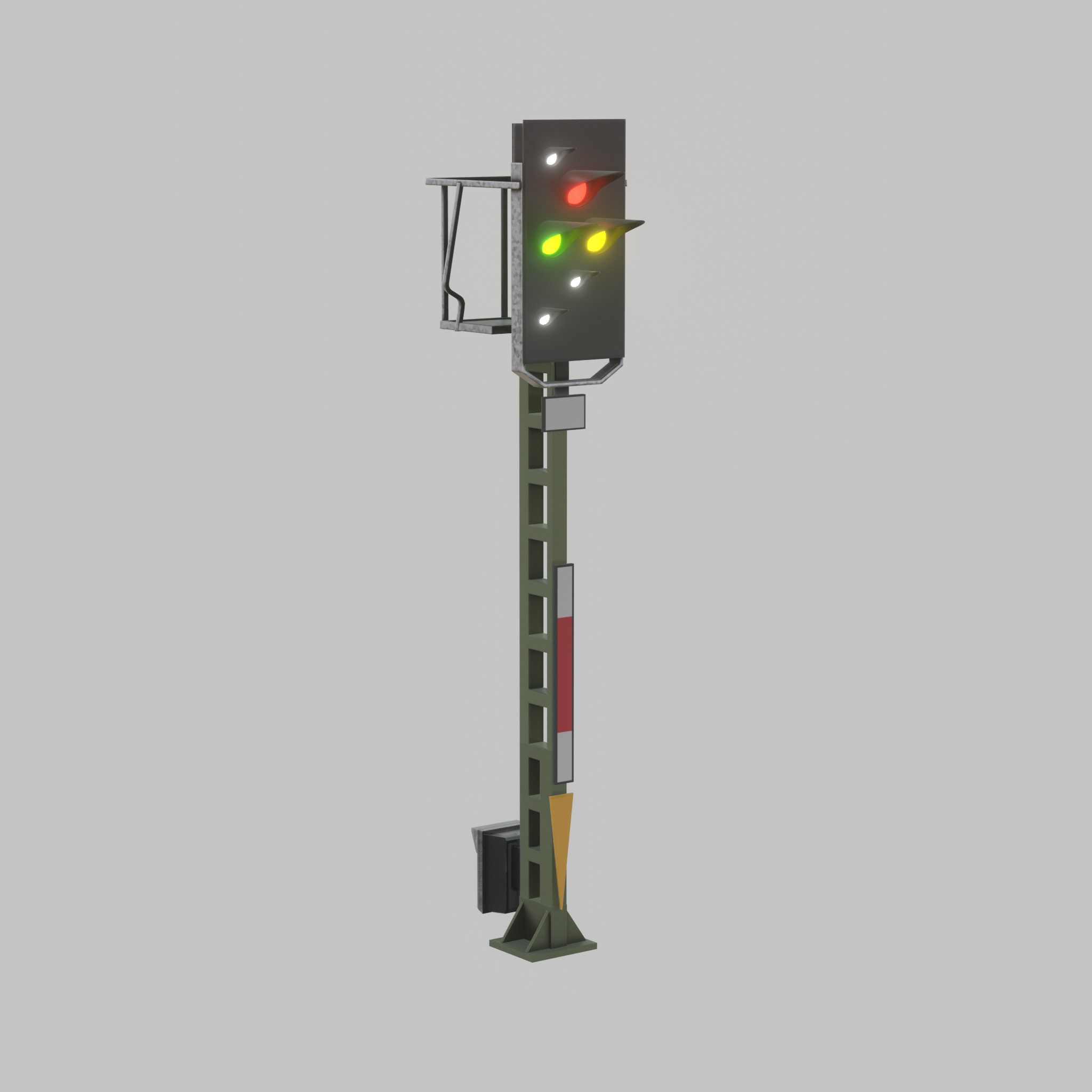 Railroad Signal KS with Post 4500mm Version-4 Low-poly 3D model_41