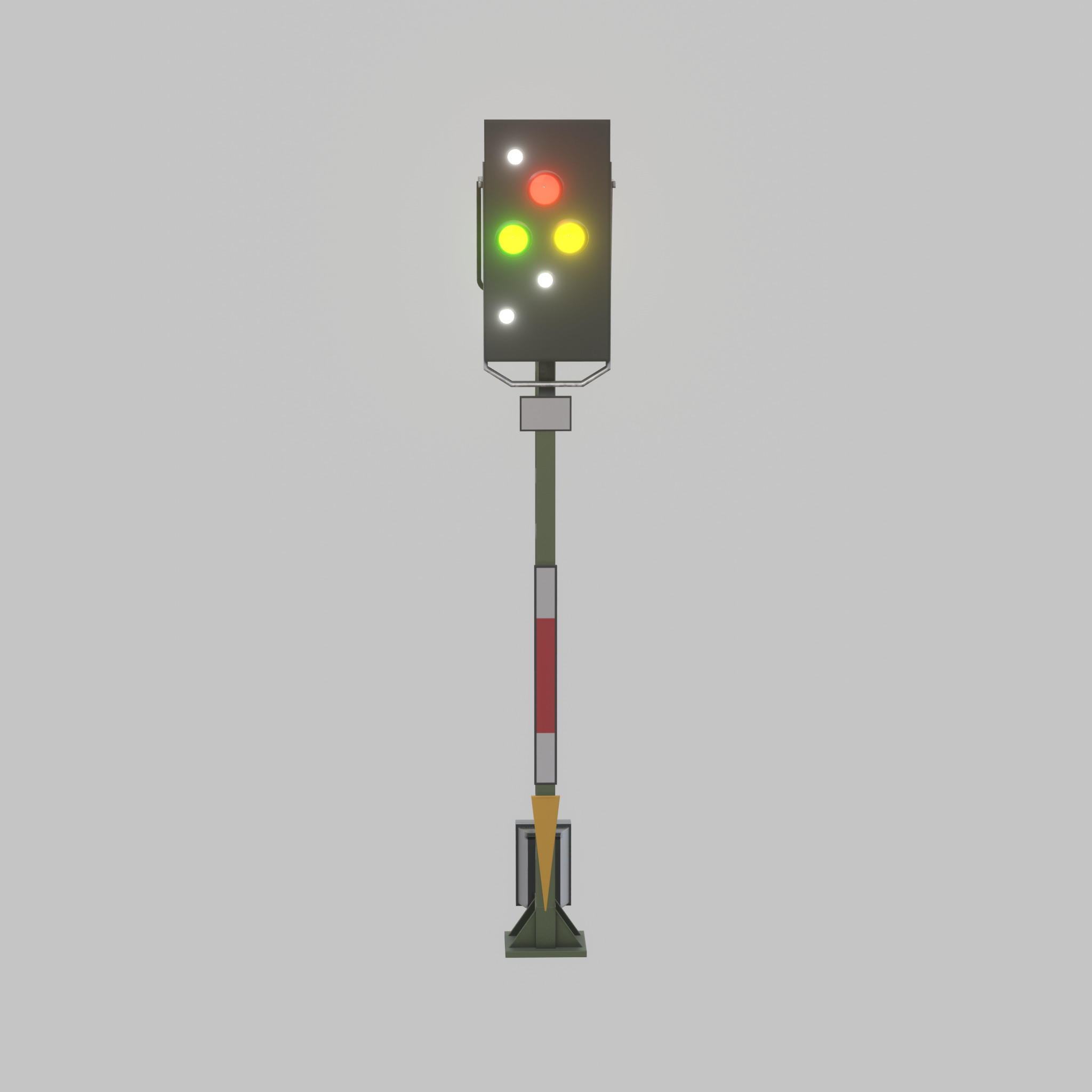 Railroad Signal KS with Post 4500mm Version-4 Low-poly 3D model_21