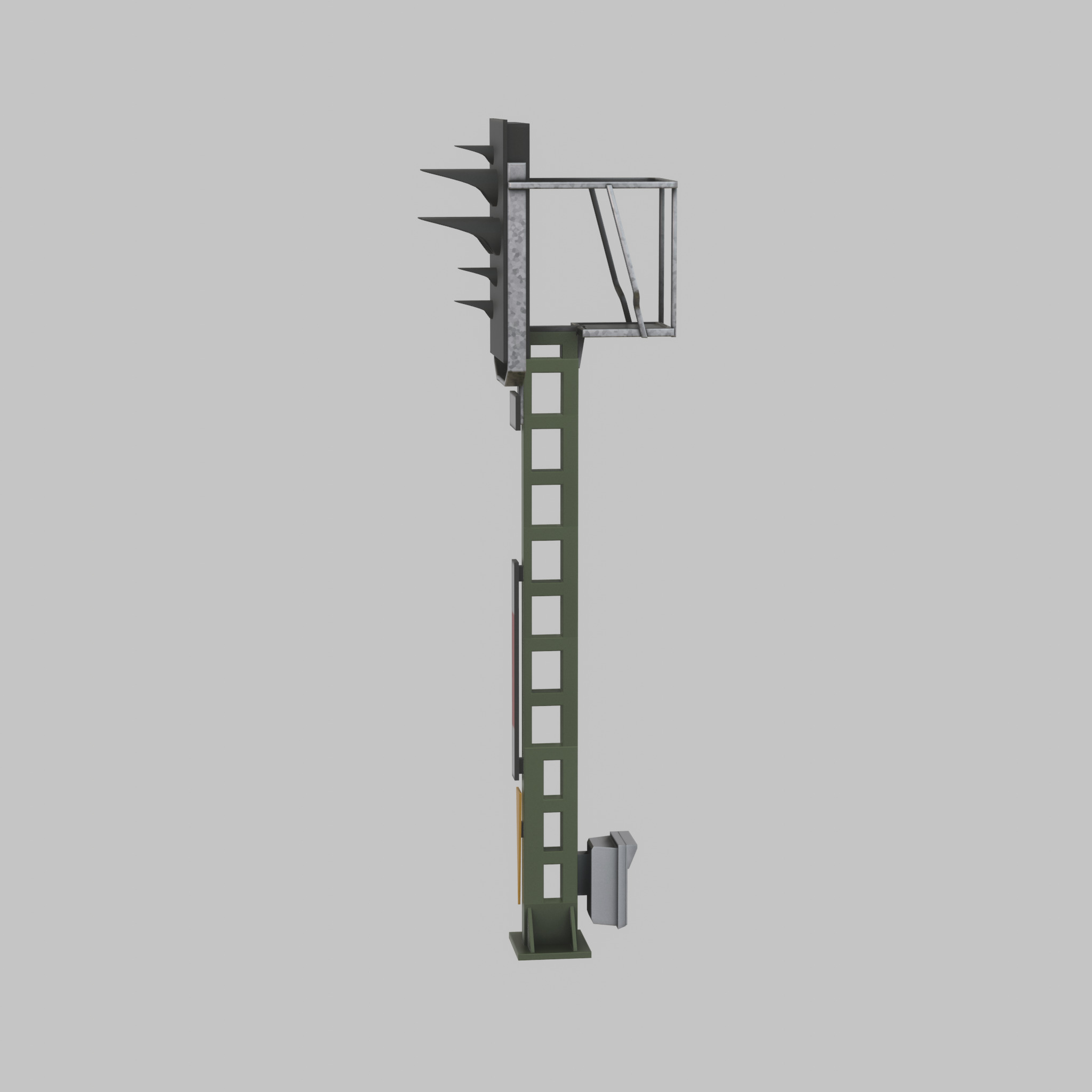 Railroad Signal KS with Post 4500mm Version-4 Low-poly 3D model_49