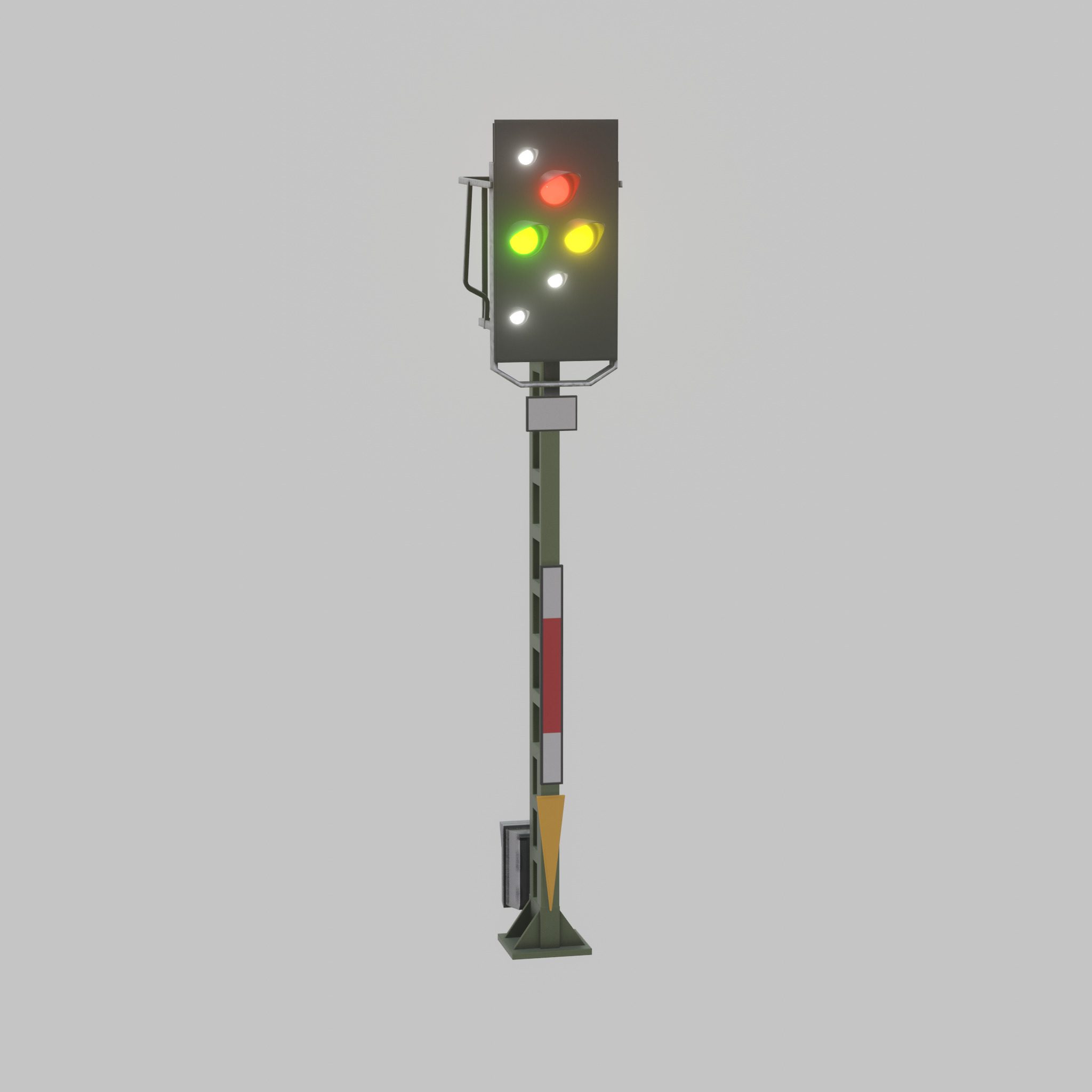 Railroad Signal KS with Post 4500mm Version-4 Low-poly 3D model_44