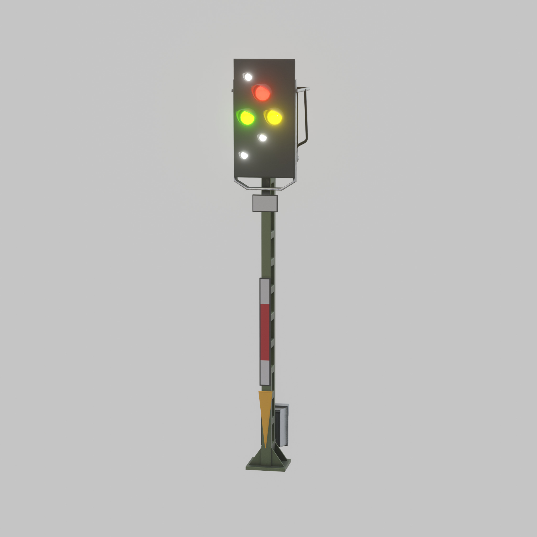 Railroad Signal KS with Post 4500mm Version-4 Low-poly 3D model_32