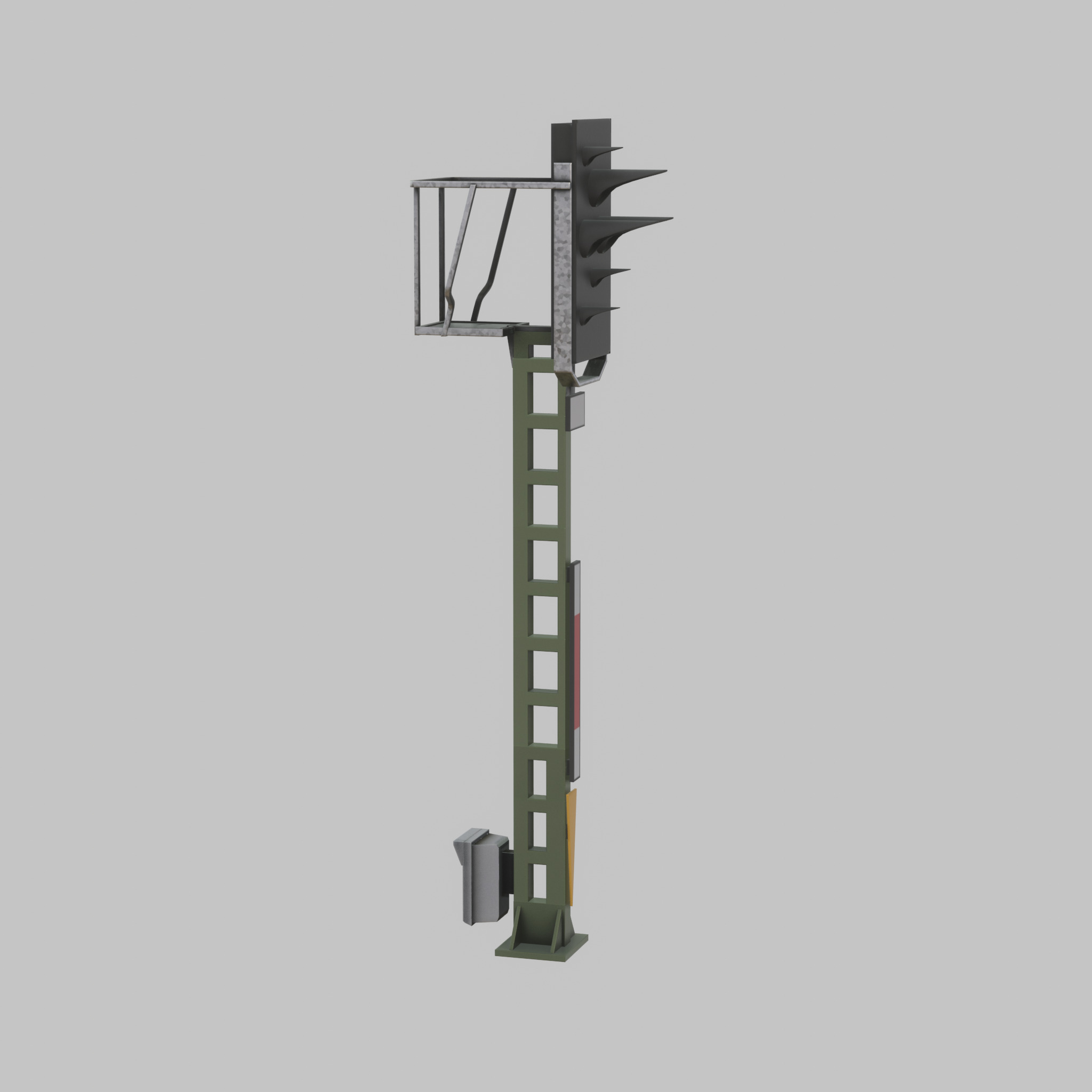 Railroad Signal KS with Post 4500mm Version-4 Low-poly 3D model_38
