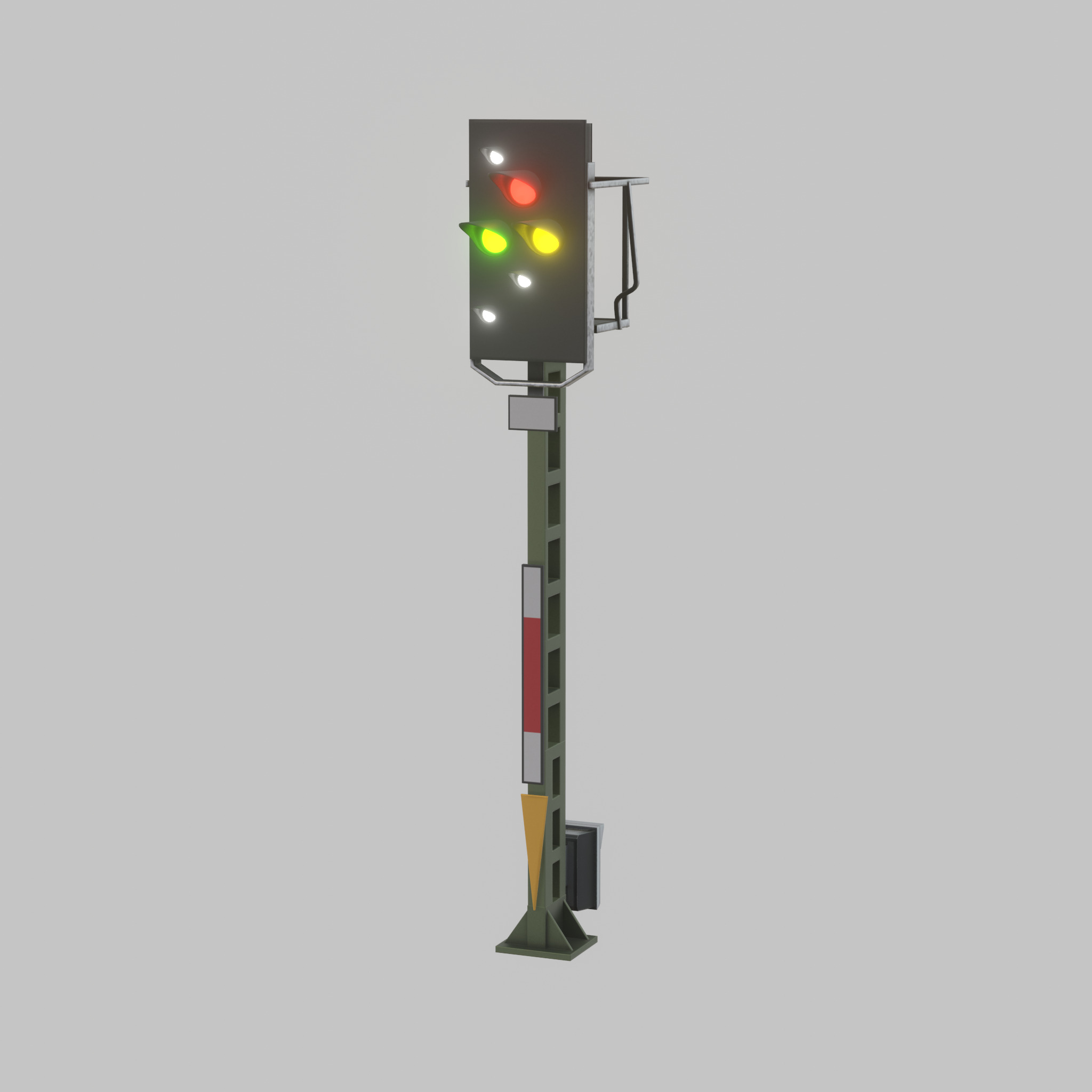 Railroad Signal KS with Post 4500mm Version-4 Low-poly 3D model_43