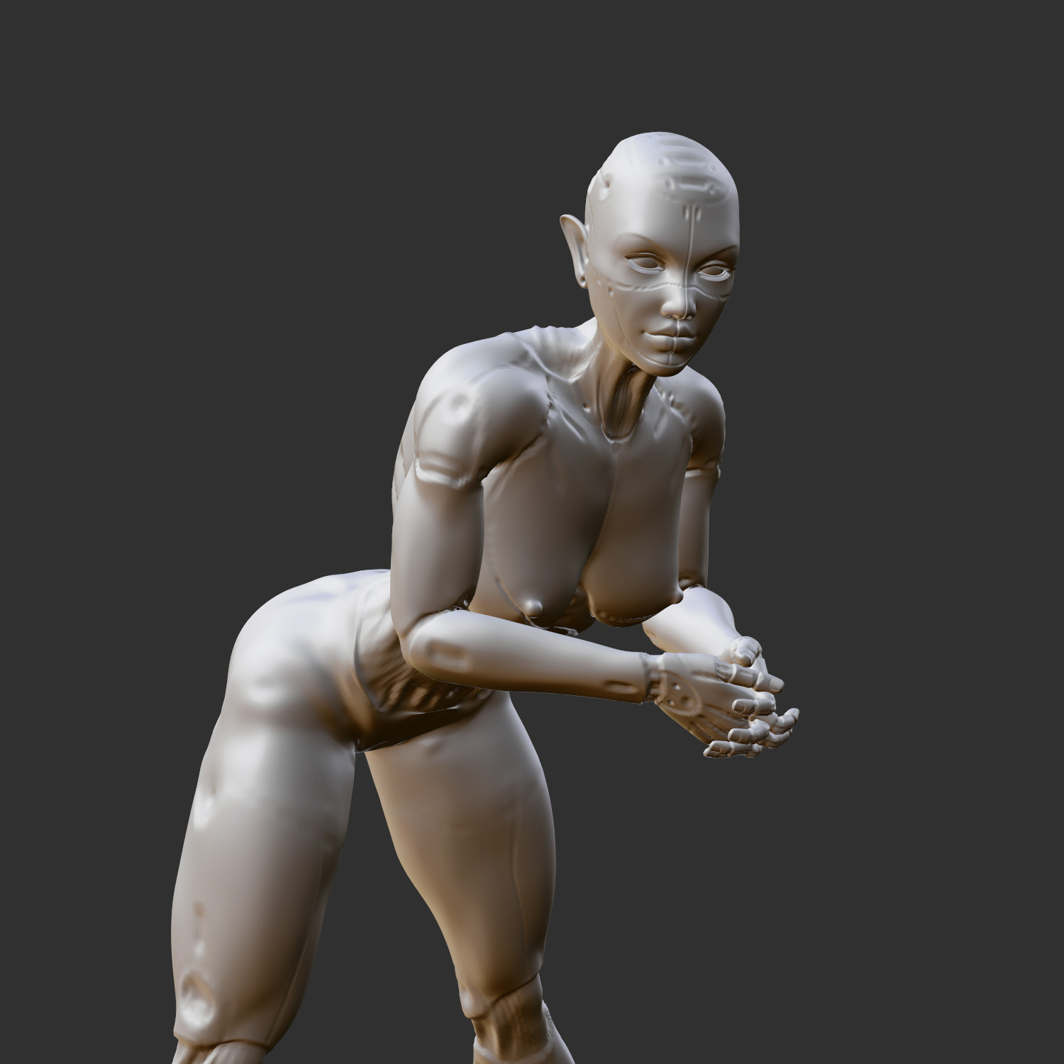 Lewd Hentai Waifu Defiant Erotic Pose 3D STL 3D print model_1