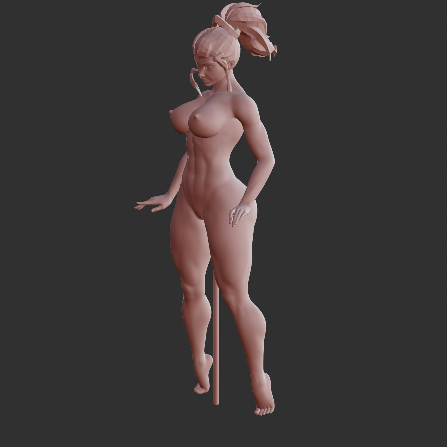 Hot Ecchi Girl in Naughty Erotic Pose 3D Print STL 3D print model_6