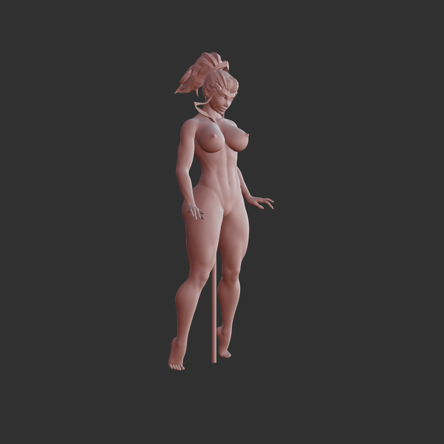 Hot Ecchi Girl in Naughty Erotic Pose 3D Print STL 3D print model_8