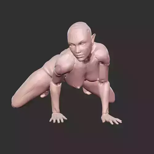 Half-Organic AI Woman in Erotic Pose 3D STL 3D print model