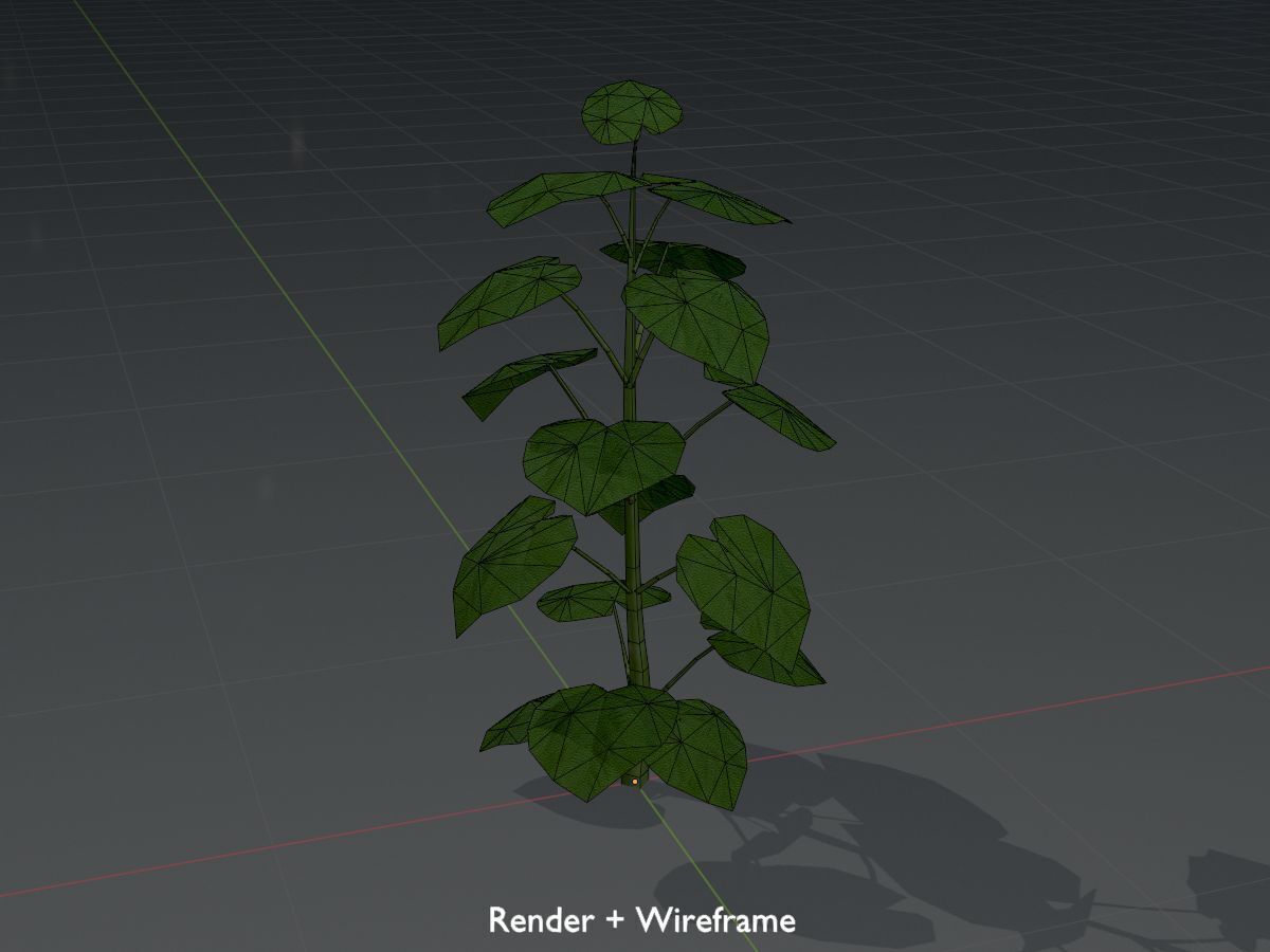 Empress tree summer LOD2 2000mm Low-poly 3D model_8