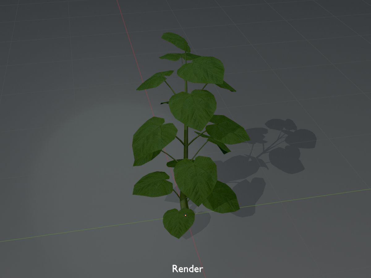 Empress tree summer LOD2 2000mm Low-poly 3D model_16