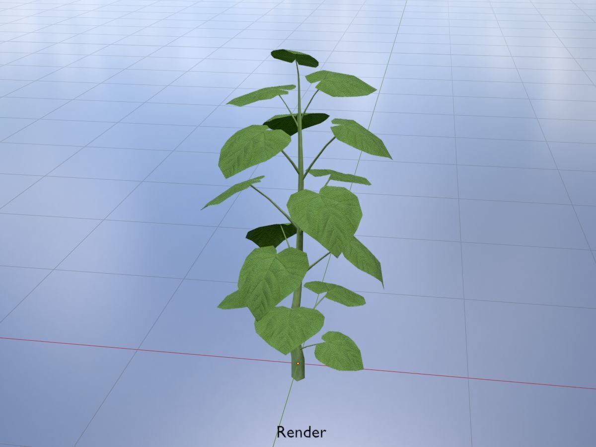 Empress tree summer LOD2 2000mm Low-poly 3D model_19