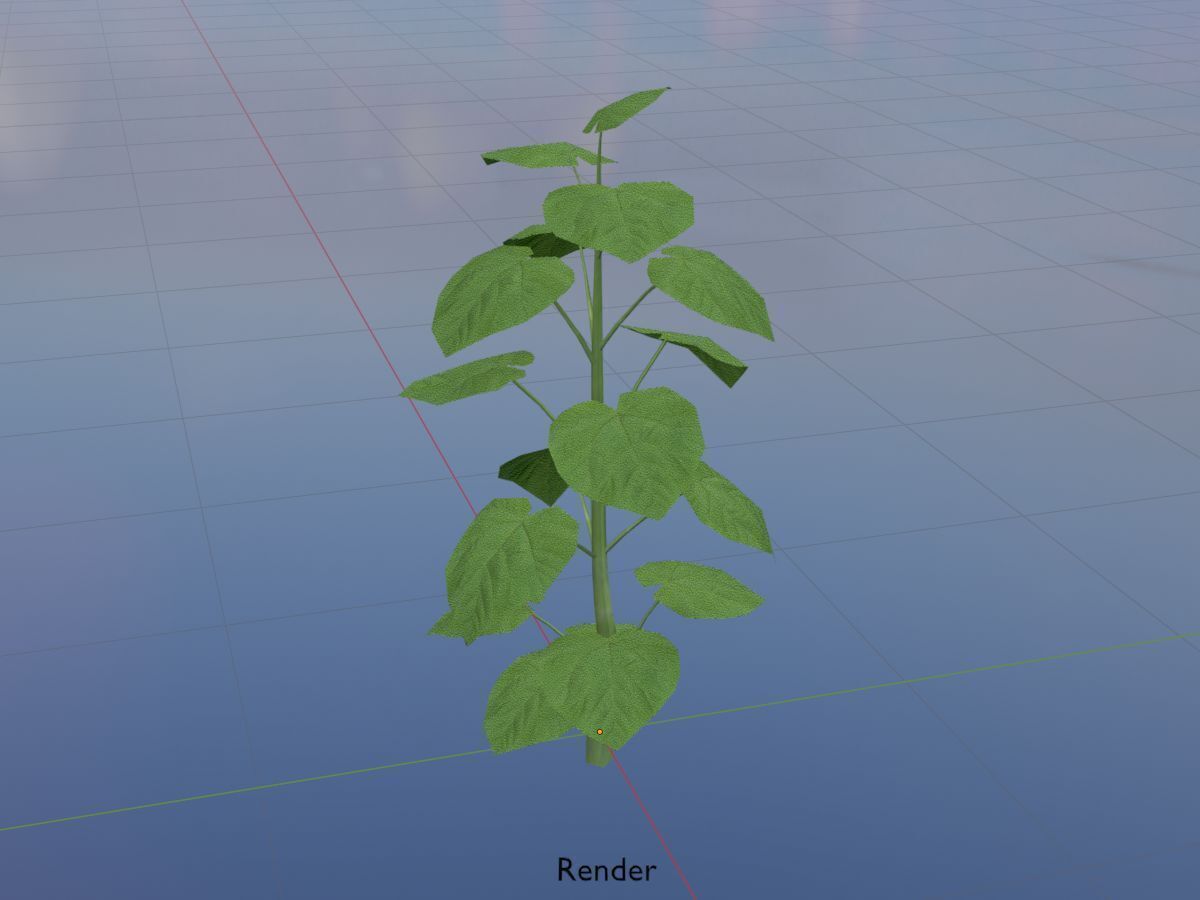 Empress tree summer LOD2 2000mm Low-poly 3D model_18