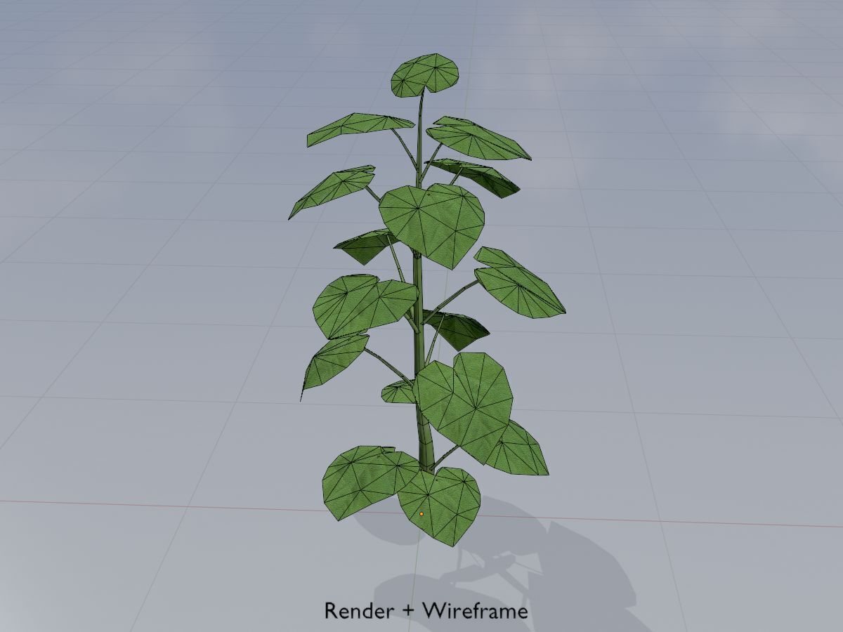 Empress tree summer LOD2 2000mm Low-poly 3D model_5