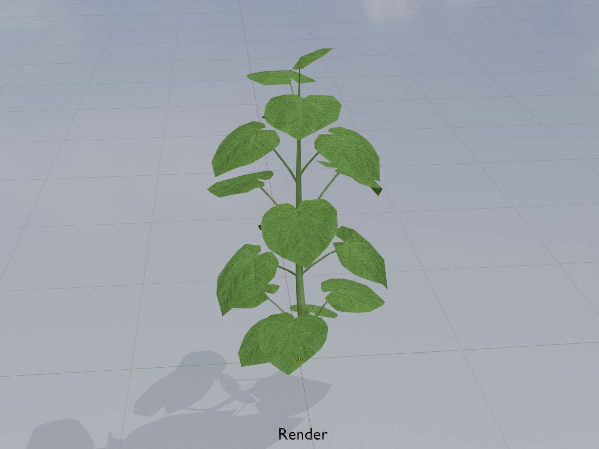 Empress tree summer LOD2 2000mm Low-poly 3D model_14