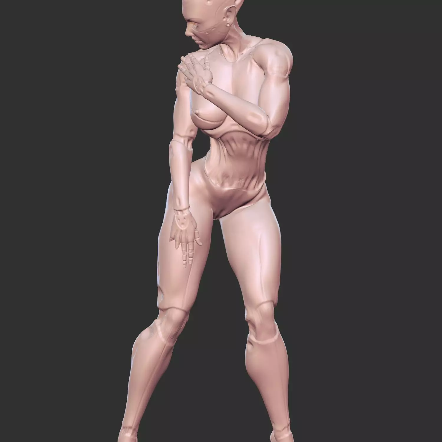 Thicc Cyber Girl with High-Tech Armor STL 3D print model_0