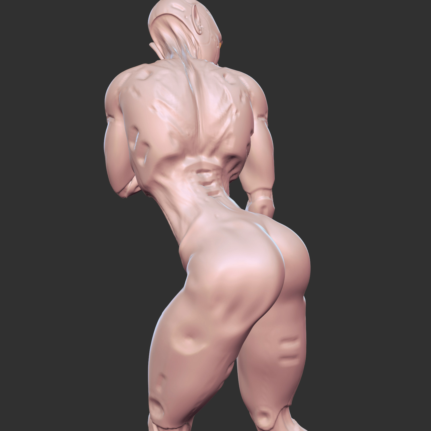 Thicc Cyber Girl with High-Tech Armor STL 3D print model_4