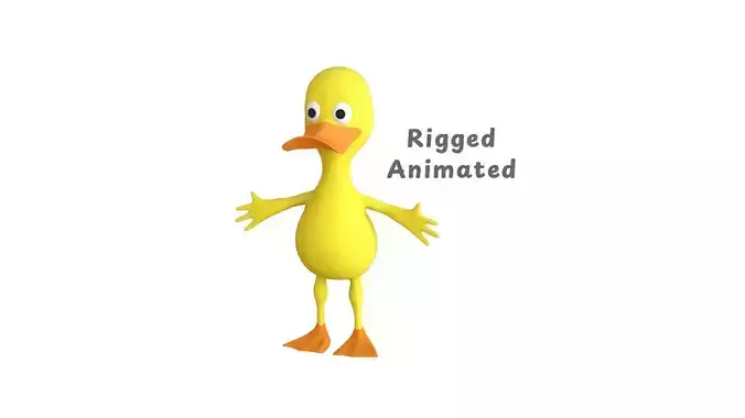 Cute Duck - Rigged and Animated Low-poly 3D model