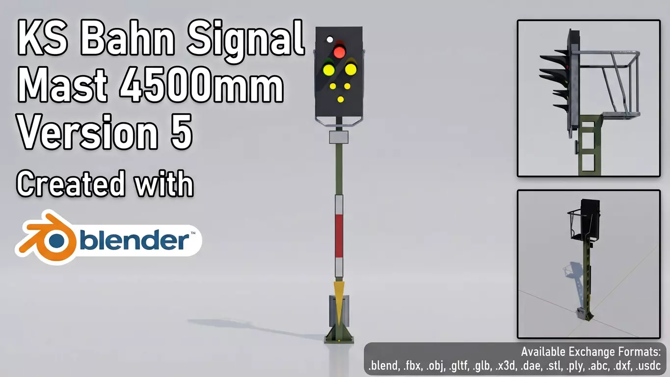KS Eisenbahnsignalmast 4500mm Version-5 Low-poly 3D model