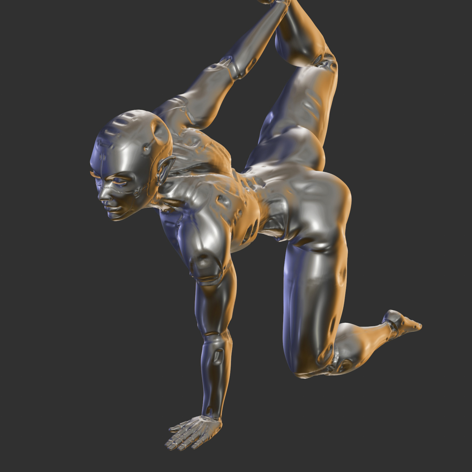 Sexy Cyborg Girl with Robotic Limbs 3D STL 3D print model_4