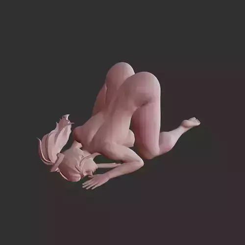 Sexy Anime Girl in Playful NSFW Pose 3D Model