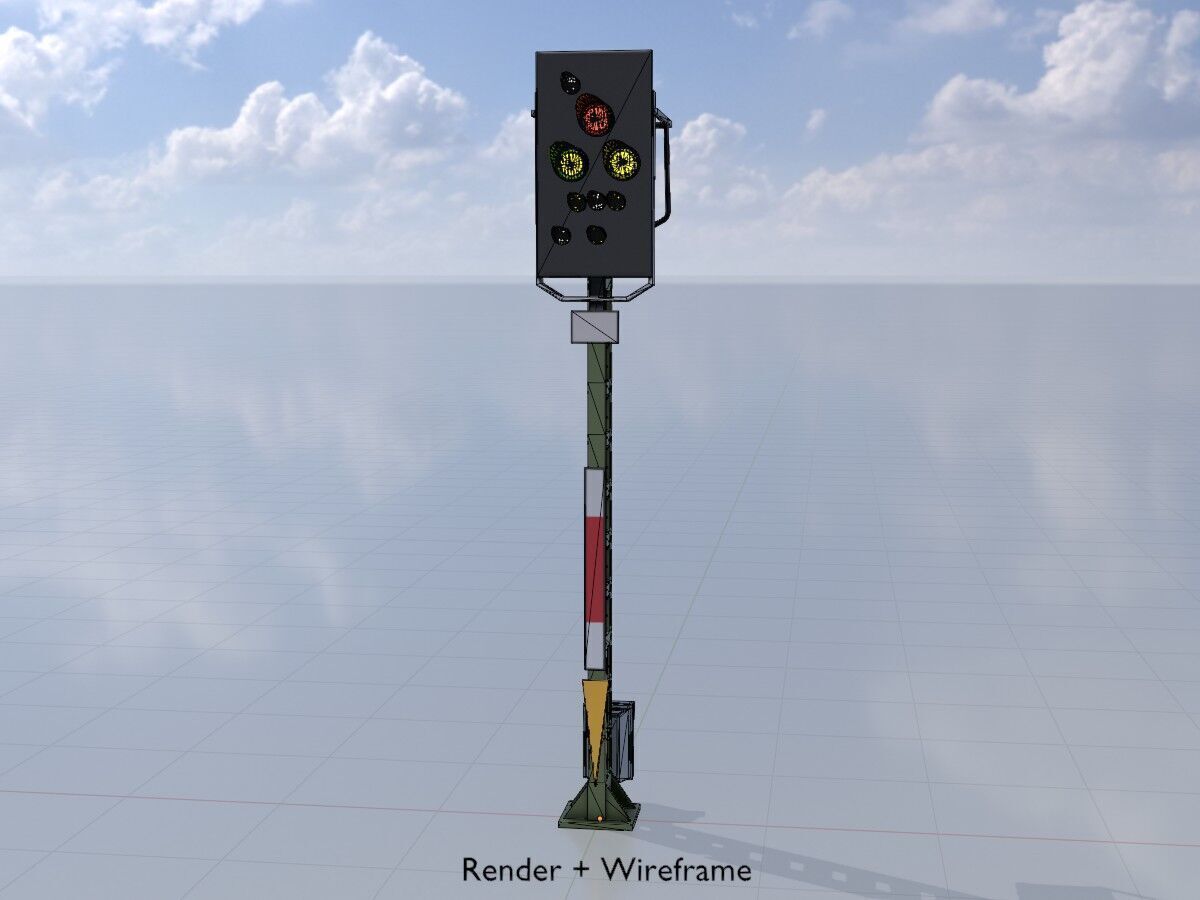KS Railway Signal Post 4500mm Version-6 Low-poly 3D model_5