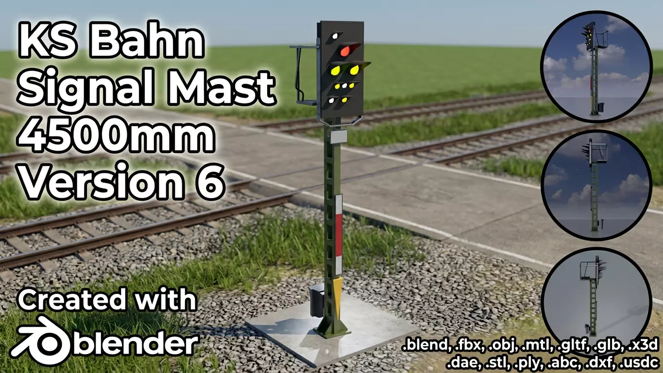 KS Railway Signal Post 4500mm Version-6 Low-poly 3D model