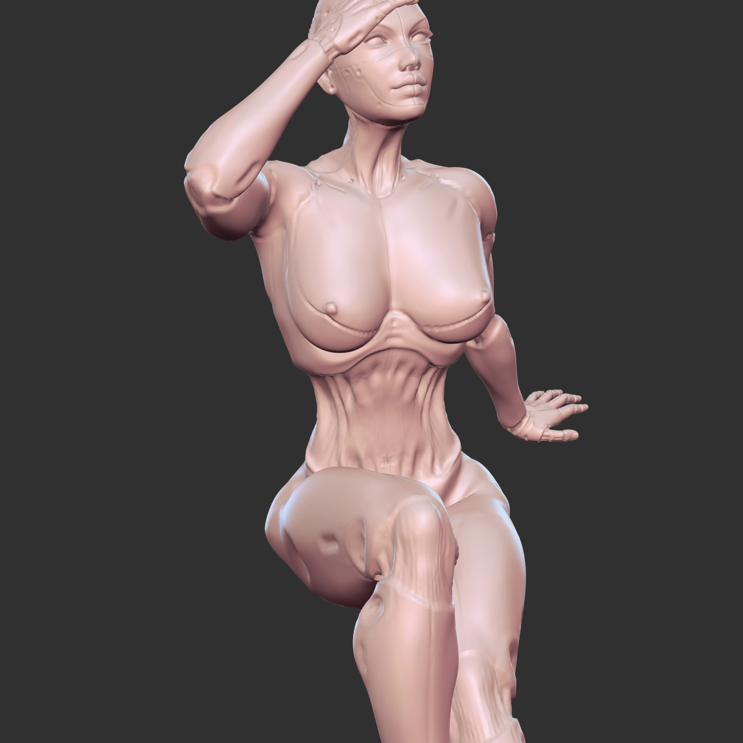 Seductive Mechanical Woman 3D Print STL 3D print model_3