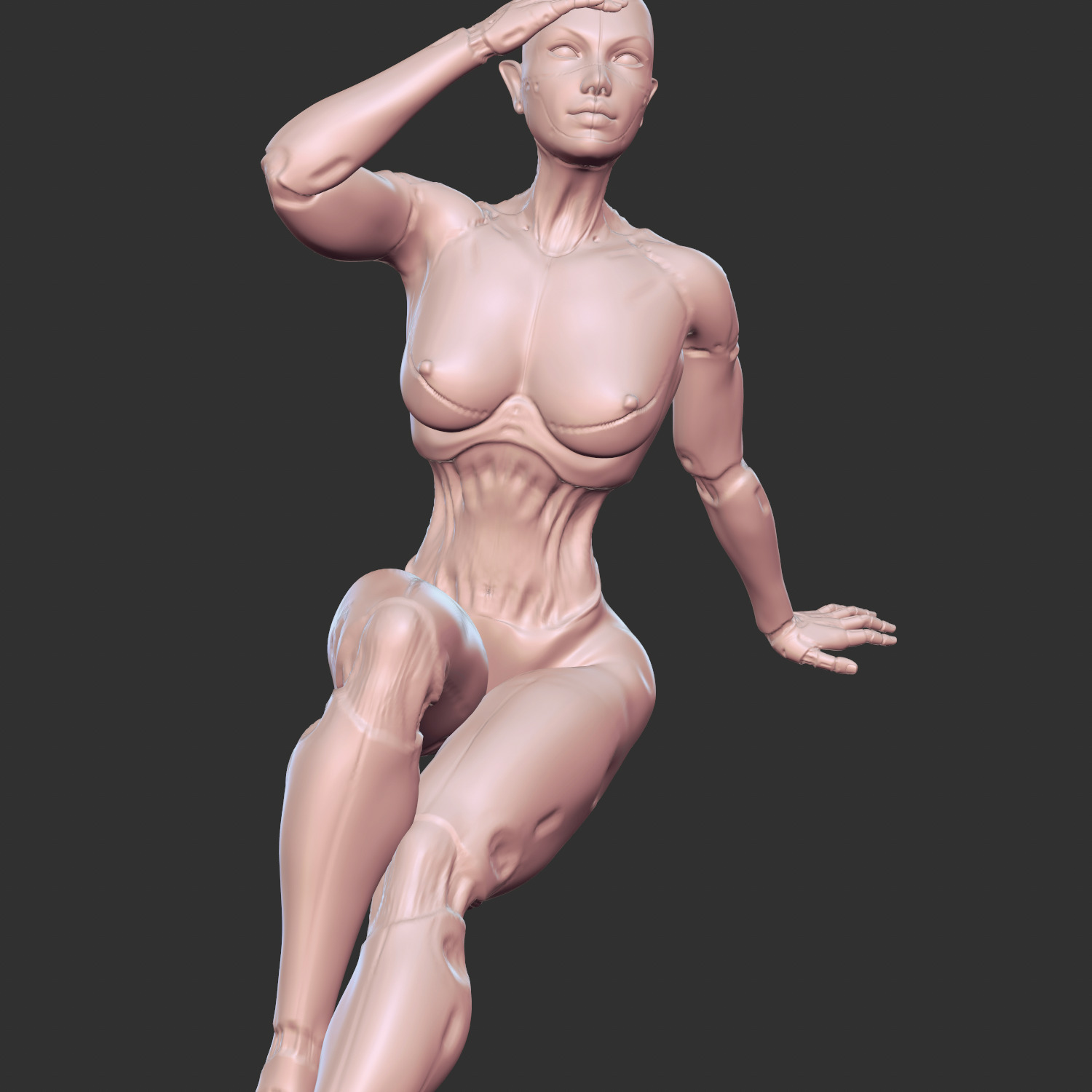 Seductive Mechanical Woman 3D Print STL 3D print model_2