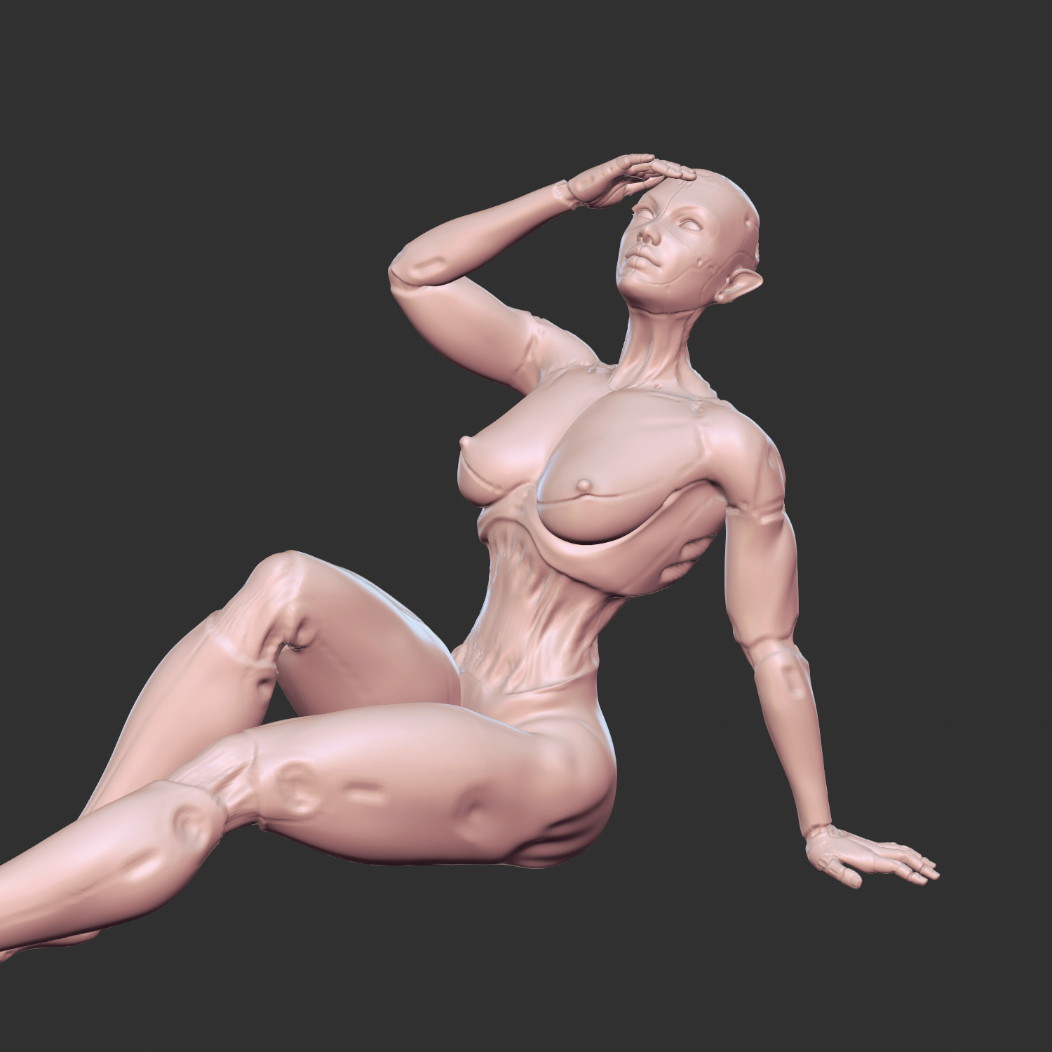 Seductive Mechanical Woman 3D Print STL 3D print model_4