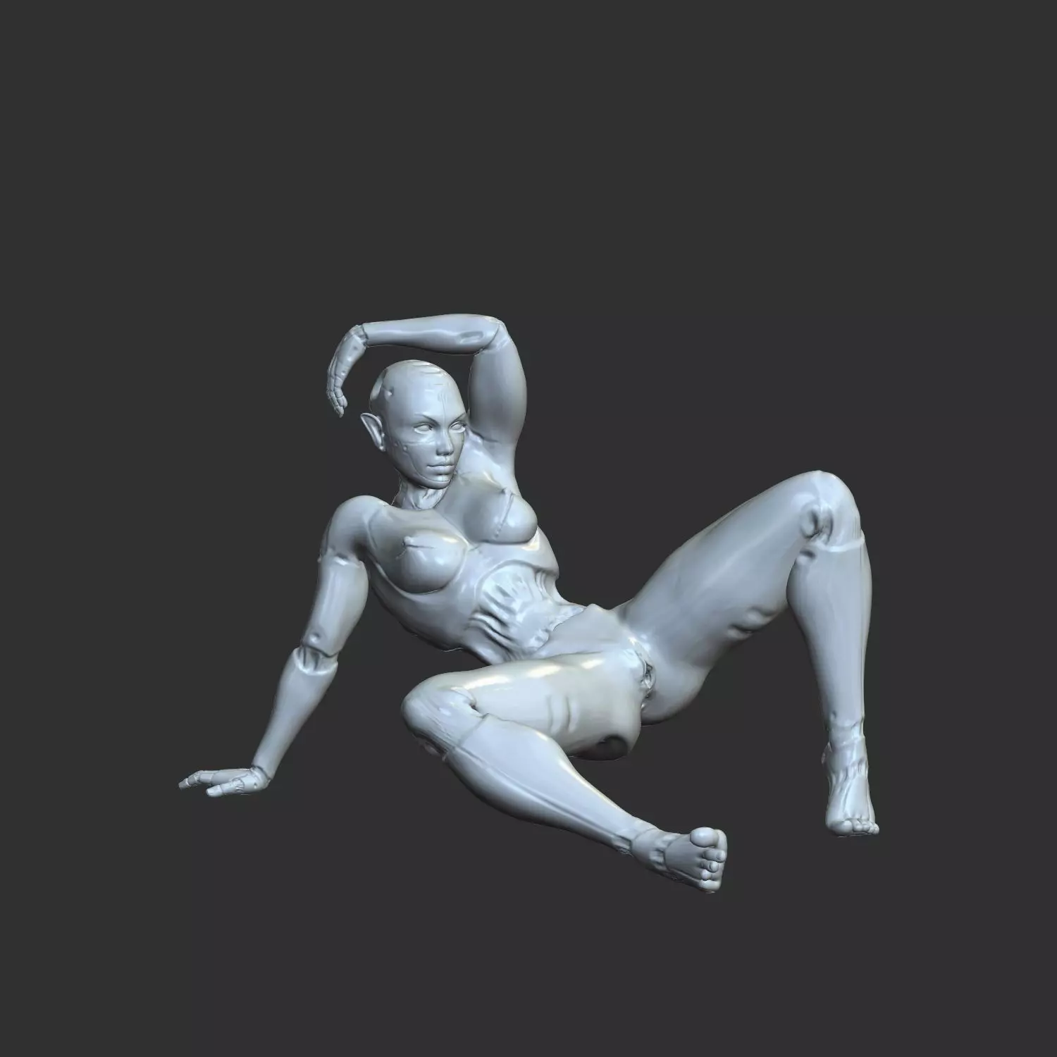 Seductive Cyber Girl with Robotic Arms 3D STL 3D print model_0