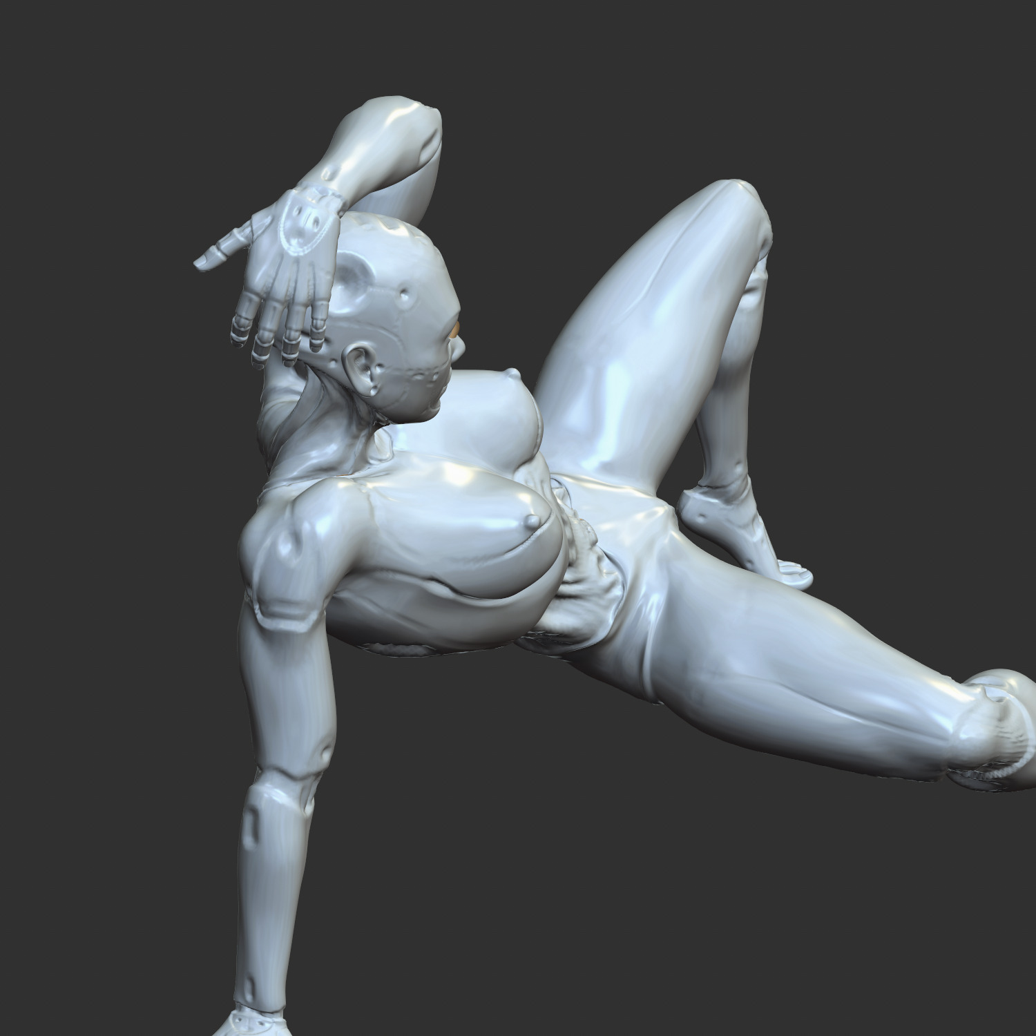 Seductive Cyber Girl with Robotic Arms 3D STL 3D print model_2