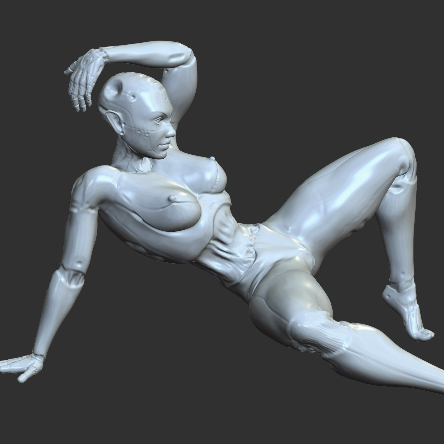 Seductive Cyber Girl with Robotic Arms 3D STL 3D print model_3