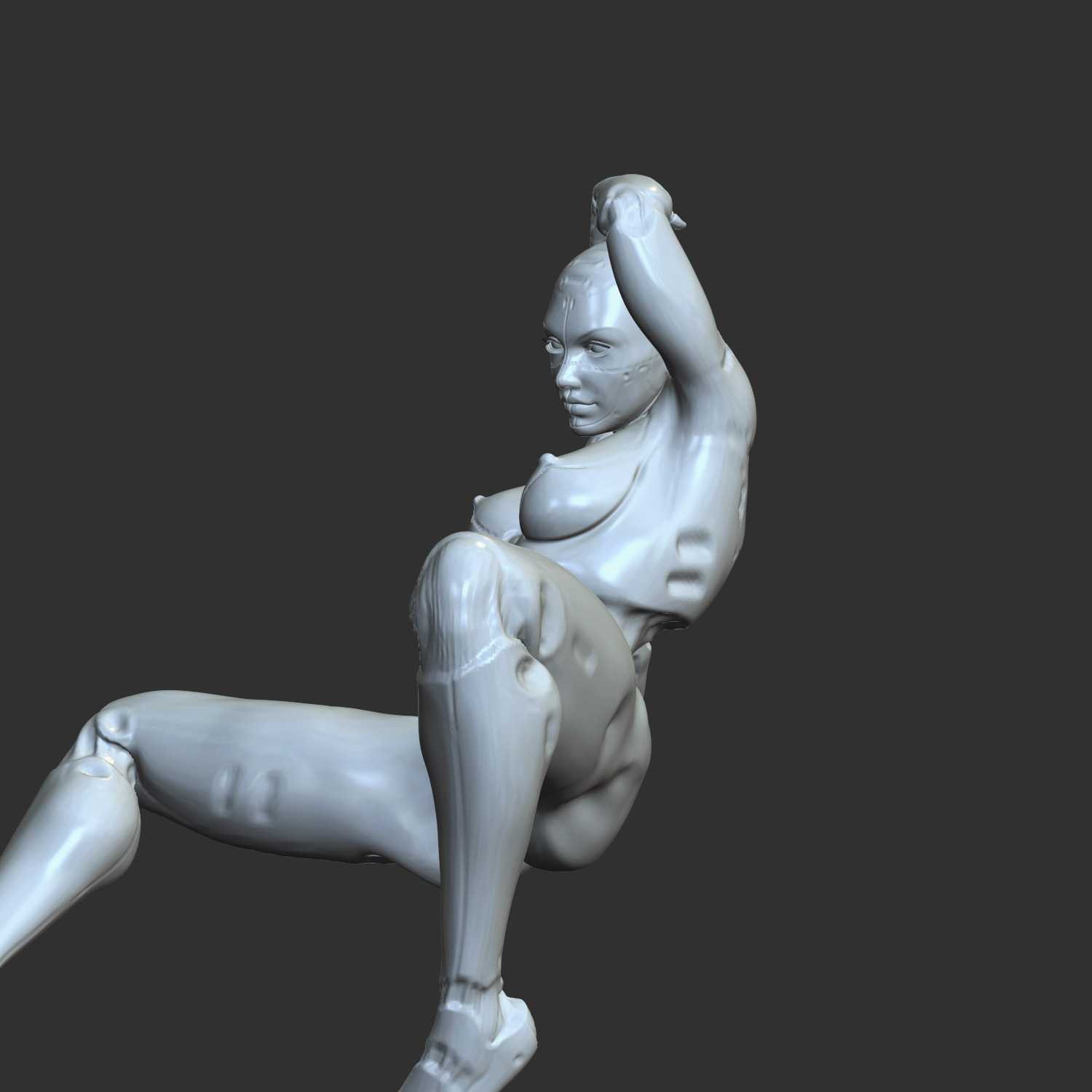 Seductive Cyber Girl with Robotic Arms 3D STL 3D print model_5