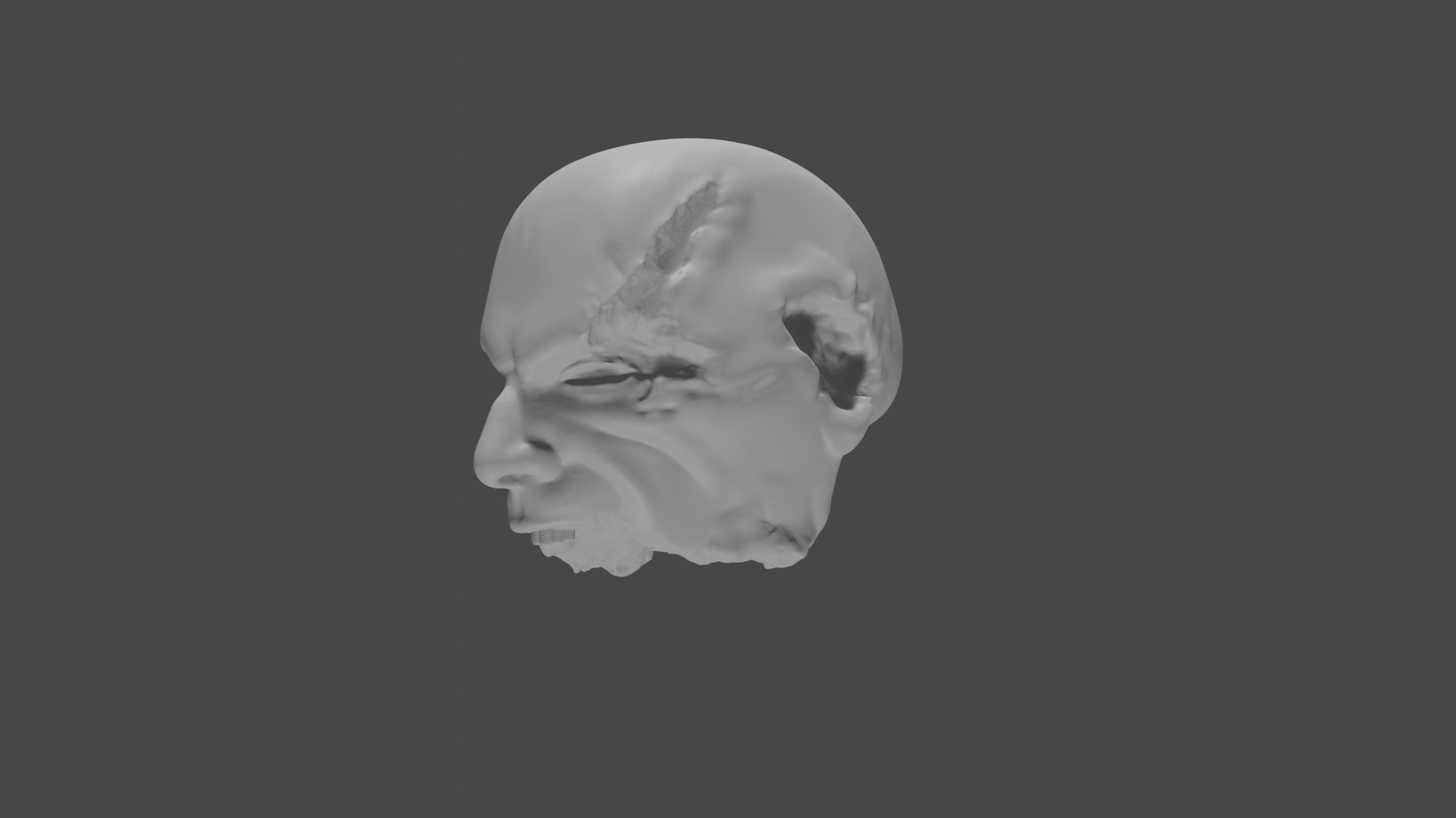 Jawless Zombie Action Figure Head Sculpt 3D print model 3D print model_5