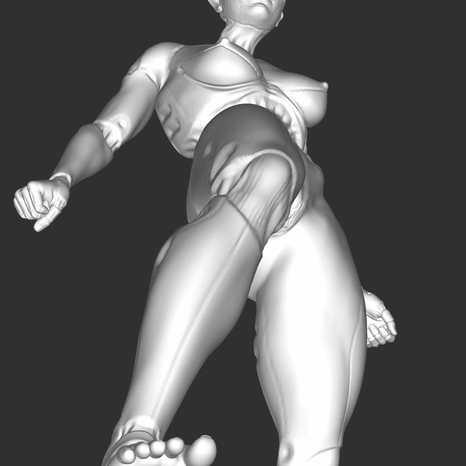 Hentai Waifu in Tight Outfit Sensual Pose STL 3D print model_8