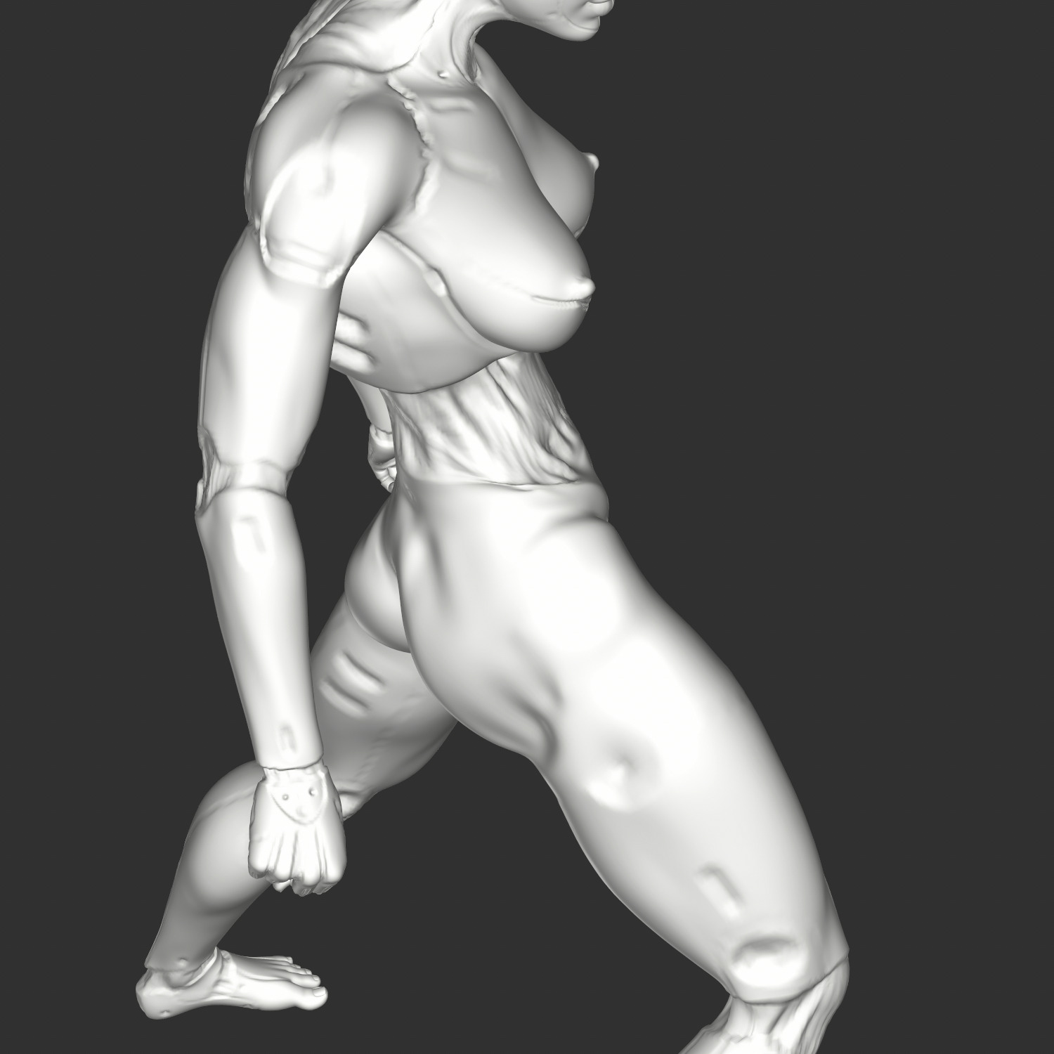 Hentai Waifu in Tight Outfit Sensual Pose STL 3D print model_3