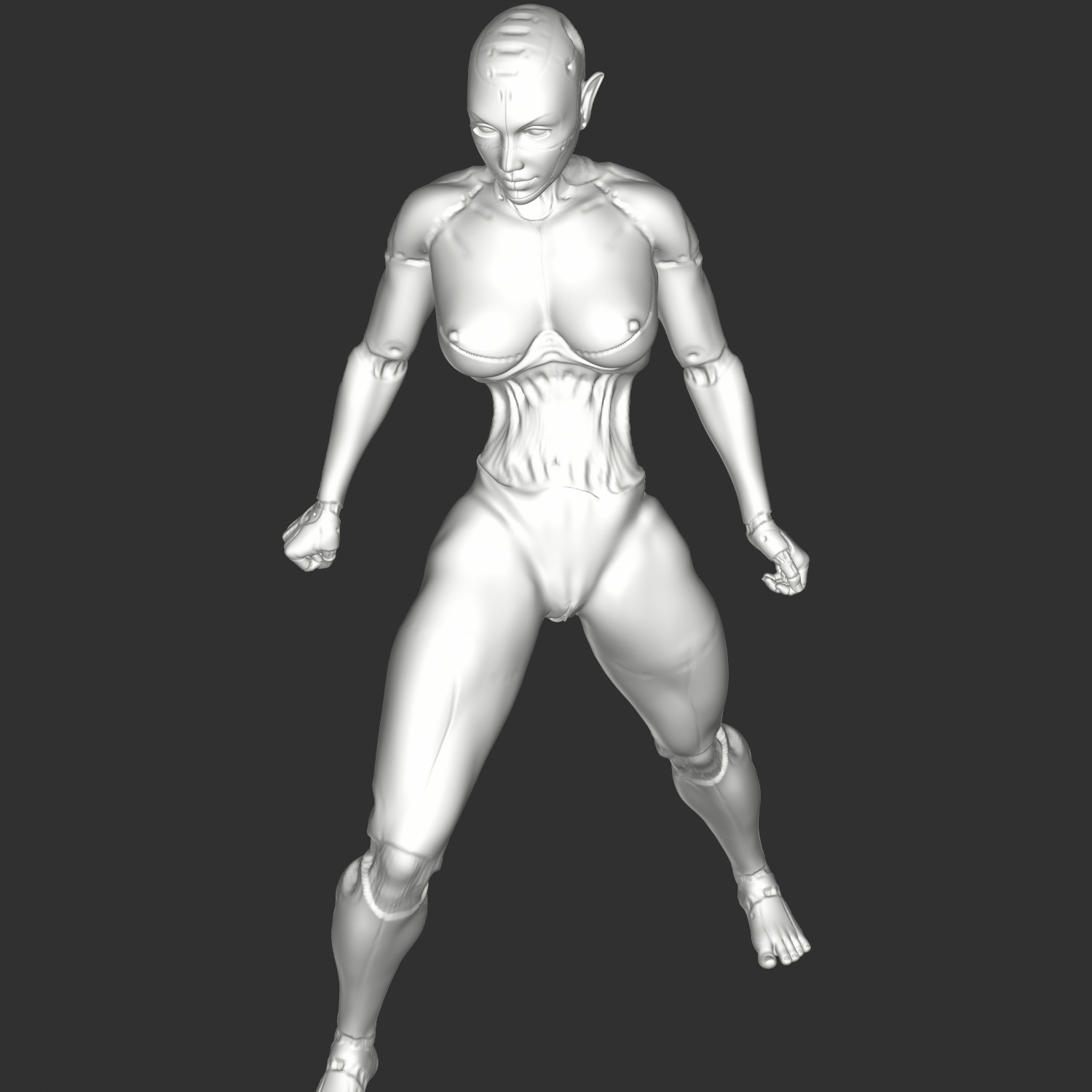 Hentai Waifu in Tight Outfit Sensual Pose STL 3D print model_1