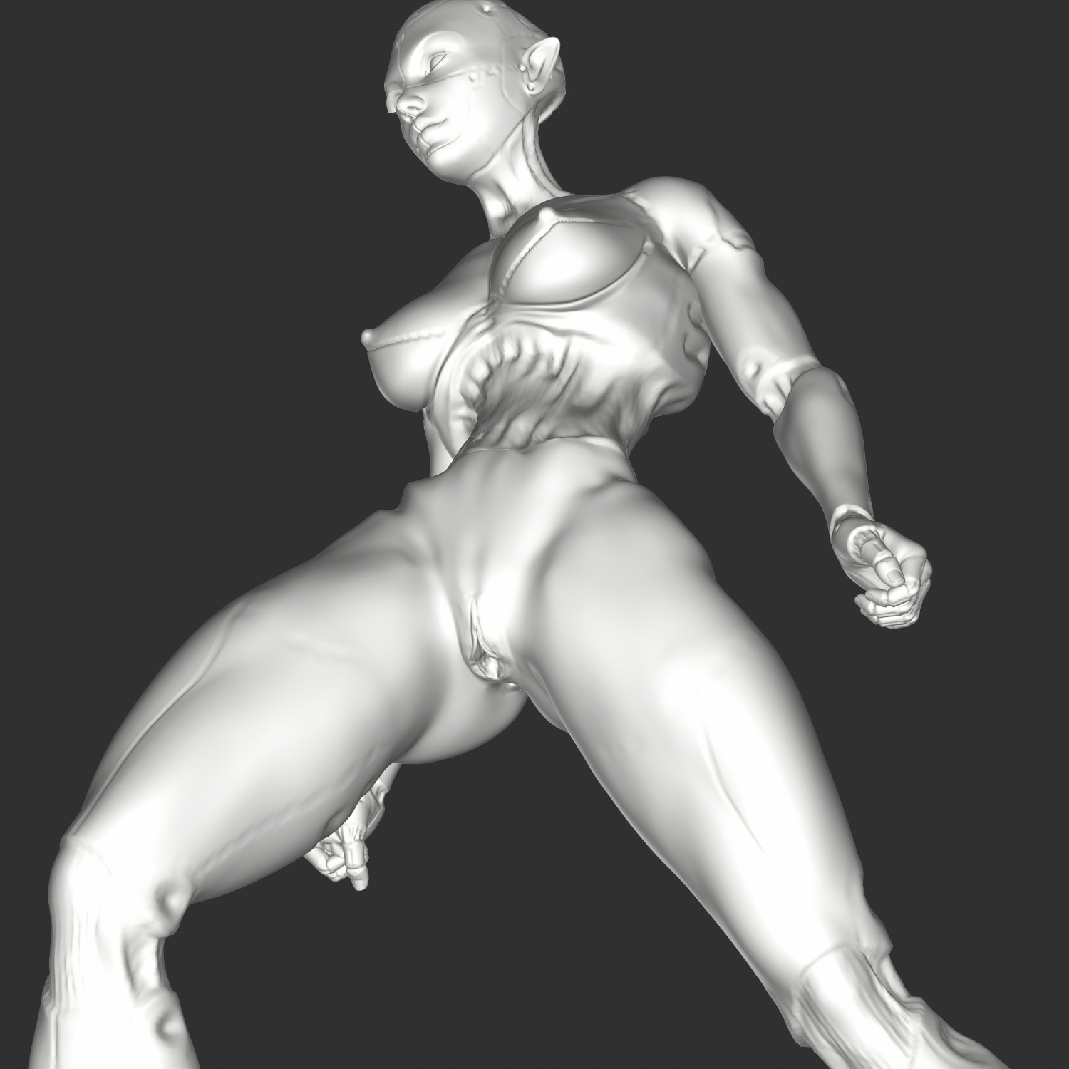 Hentai Waifu in Tight Outfit Sensual Pose STL 3D print model_6