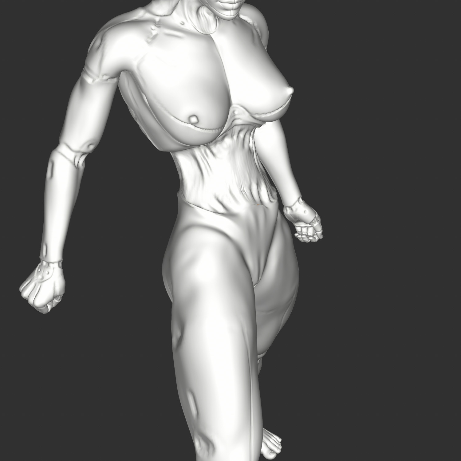 Hentai Waifu in Tight Outfit Sensual Pose STL 3D print model_2