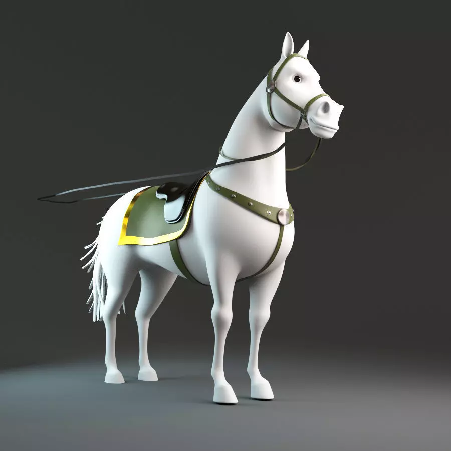 White horse rigged 3D model