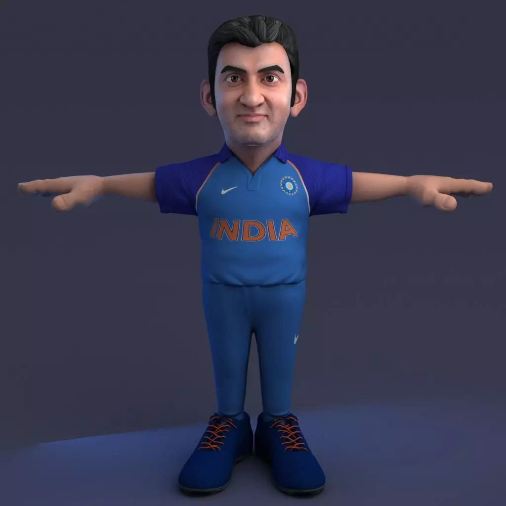 Gautam Gambhir Rigged Low-poly 3D model