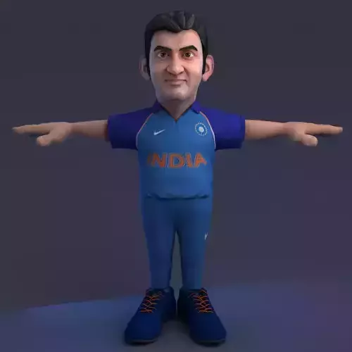 Gautam Gambhir Rigged Low-poly 3D model