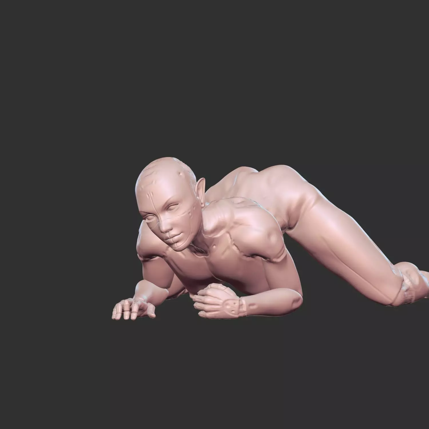 Half-Mechanical Girl NSFW Erotic Pose 3D Model 3D print model_0