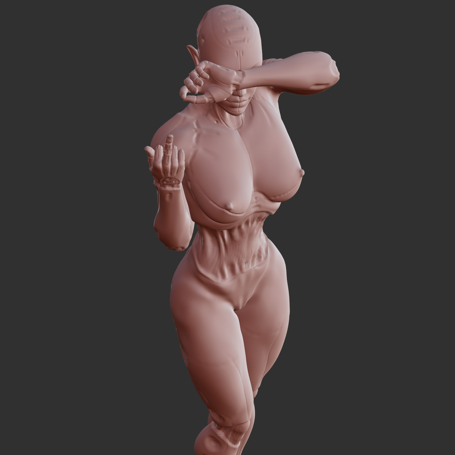 Futuristic Sci-Fi Babe with Metal Body Attitude STL 3D print model_9