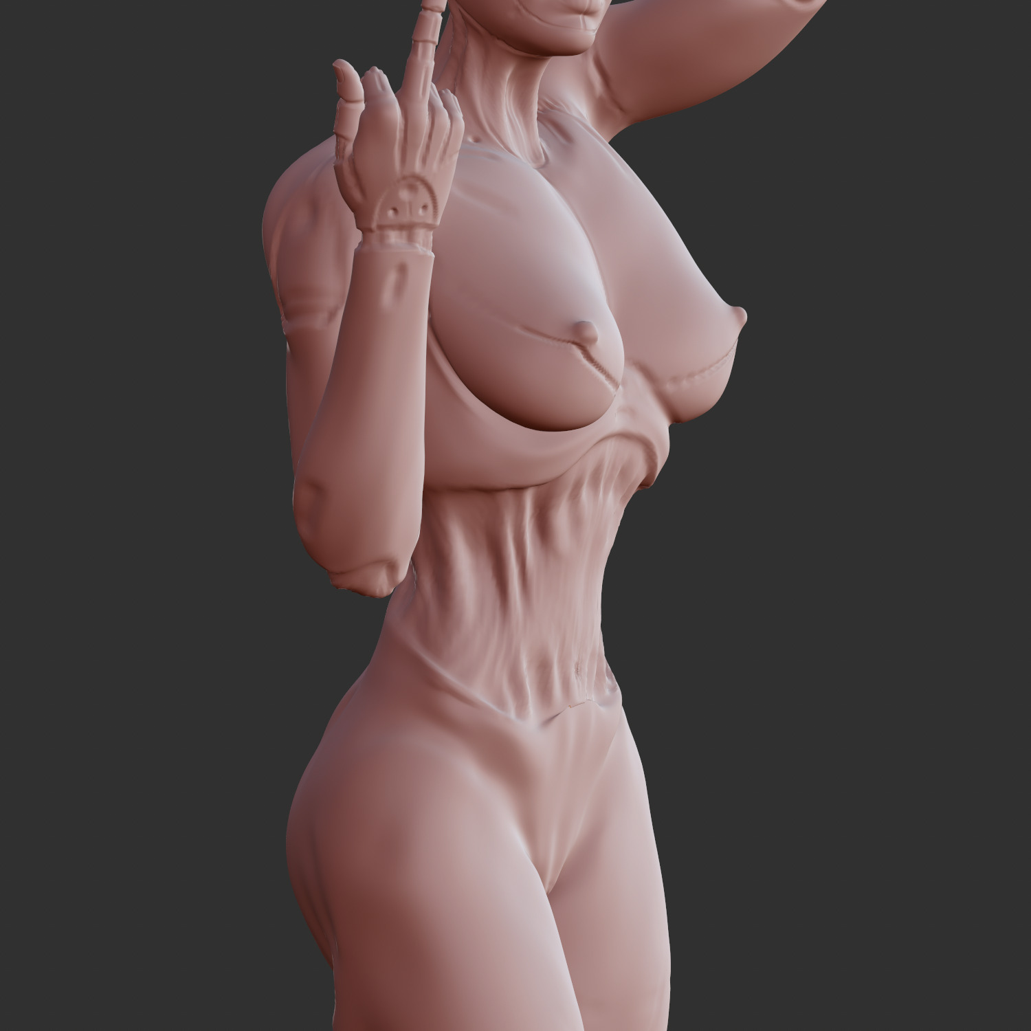 Futuristic Sci-Fi Babe with Metal Body Attitude STL 3D print model_5
