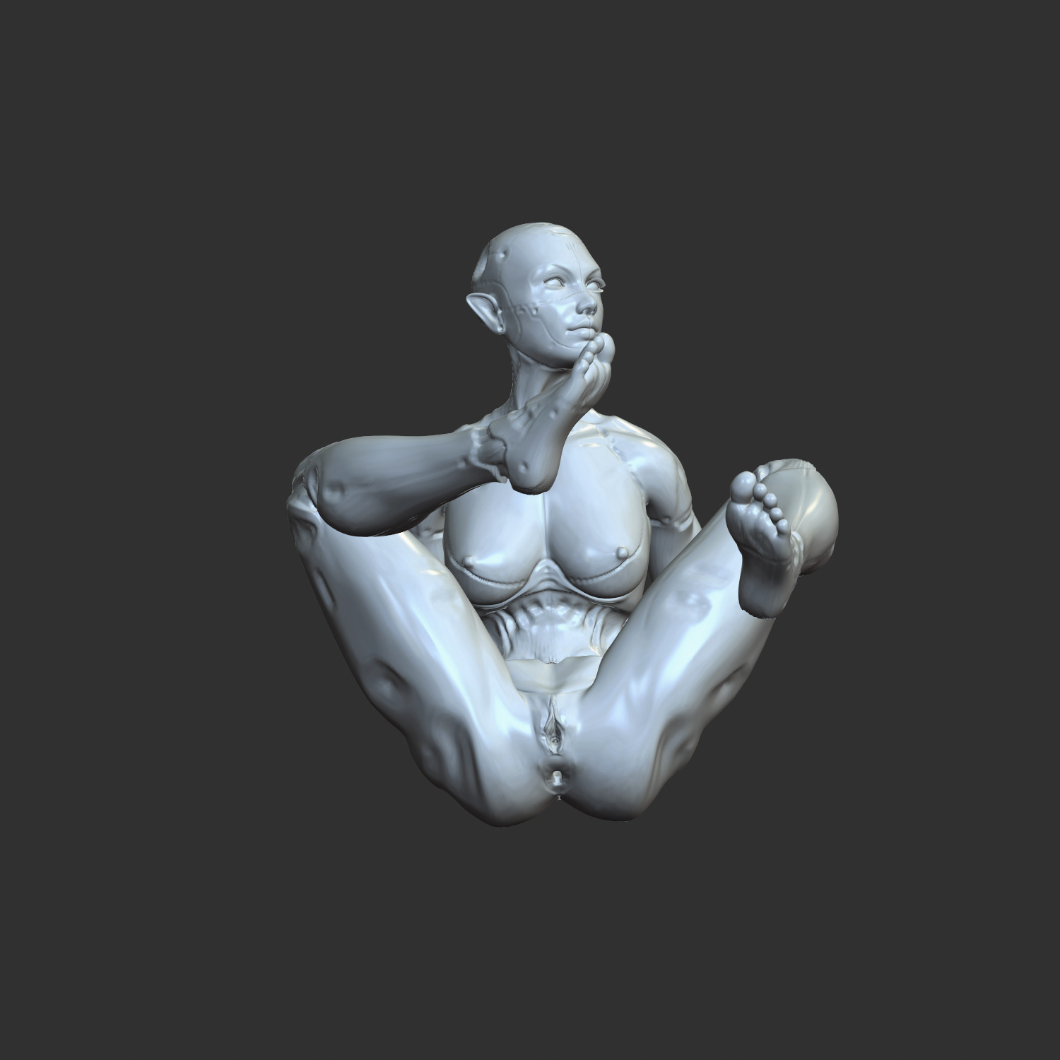 Futuristic Half-Robot Half-Woman Lewd 3D Model STL 3D print model_4