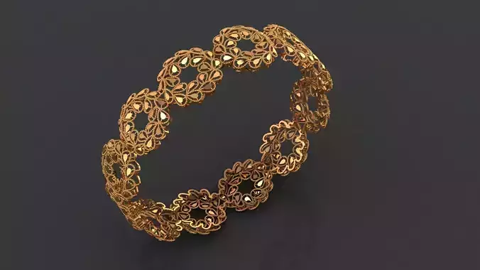 1122 Intricate Floral Design Gold Bangle 11gm