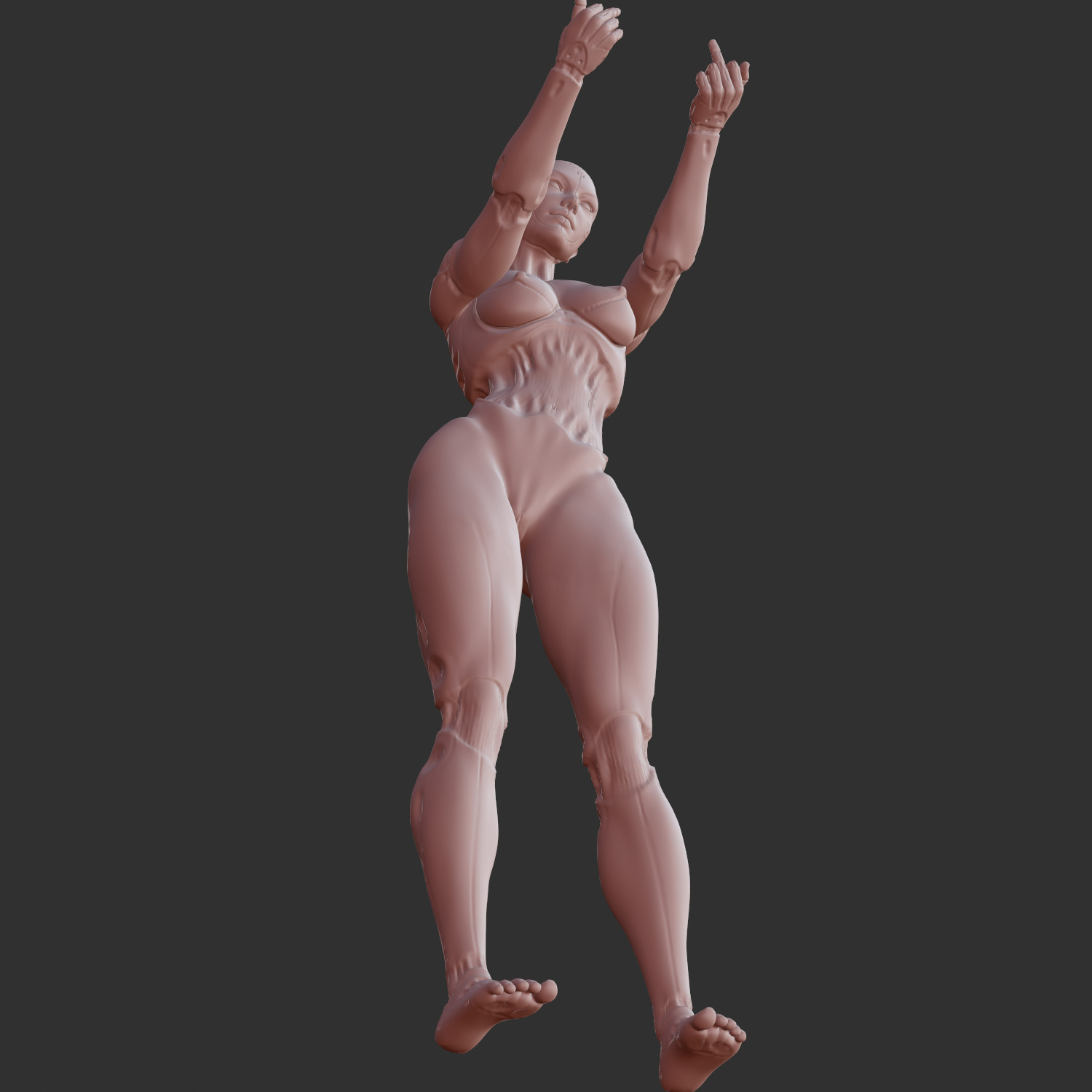 Cyberpunk Mecha Girl Nude Pin-Up 3D STL 3D print model_8
